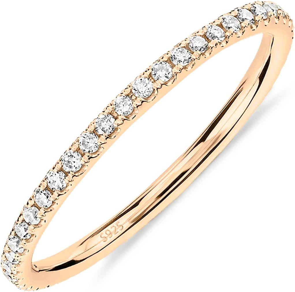 PAVOI Anillo apilable de plata de ley 925 chapado en oro de 14 quil...