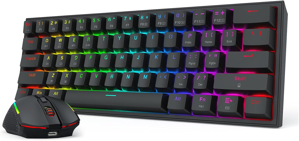 Redragon Teclado inalámbrico para juegos S144 Combo, K617 PRO 60% +...