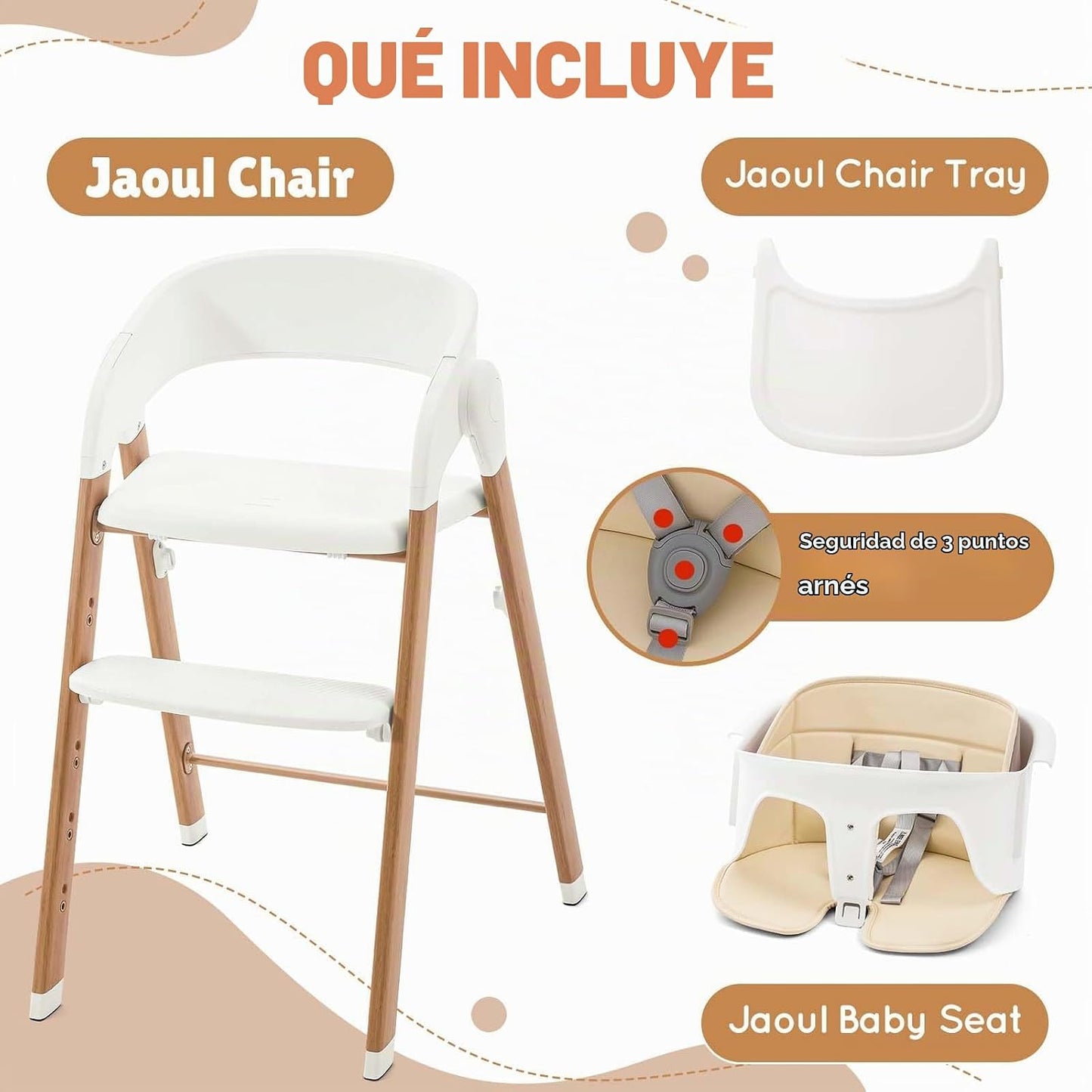 Silla alta plegable y ajustable para bebés y niños pequeños, silla...