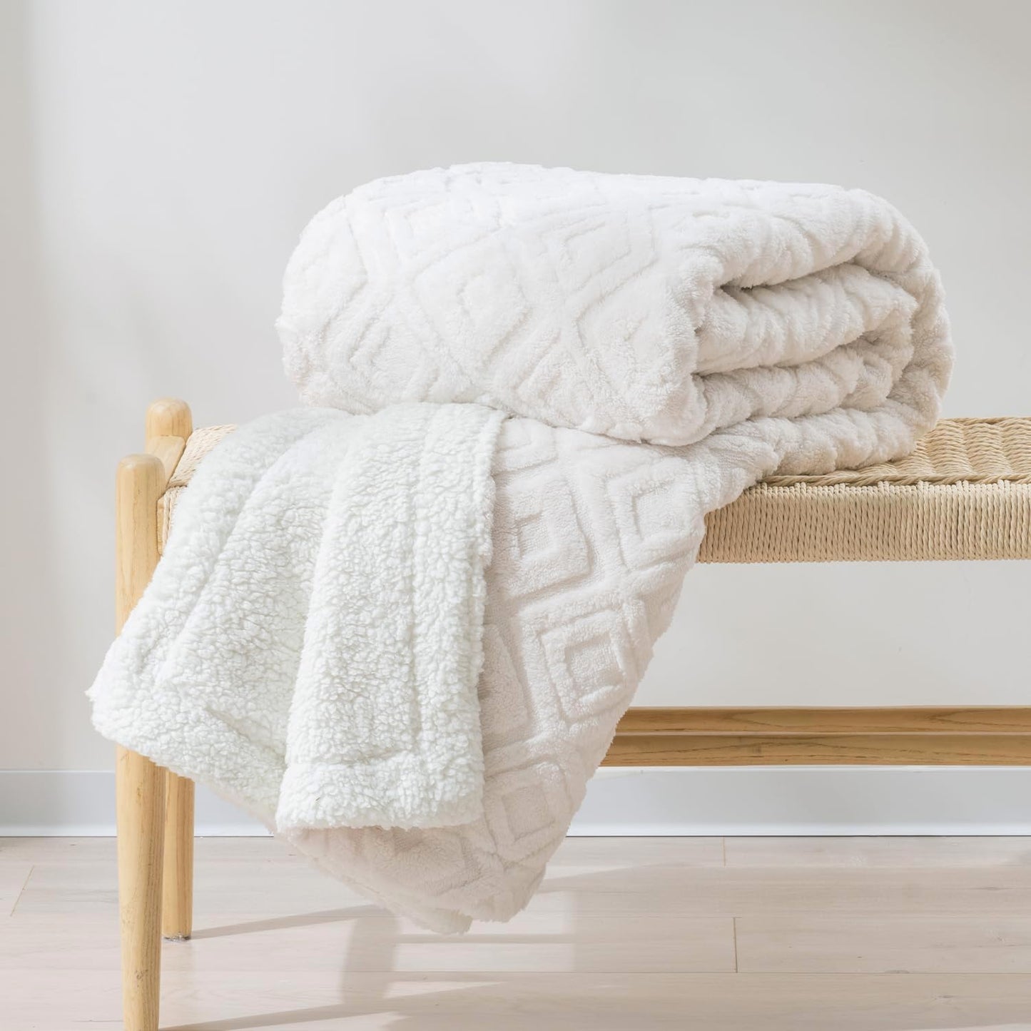 EverGrace Manta reversible de sherpa jacquard, 50 x 60 pulgadas, co...