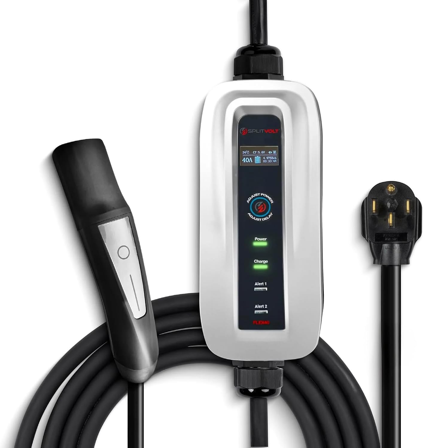 Splitvolt Cargador EV Ajustable de Nivel 2 240v, Cable de 26 pies,...