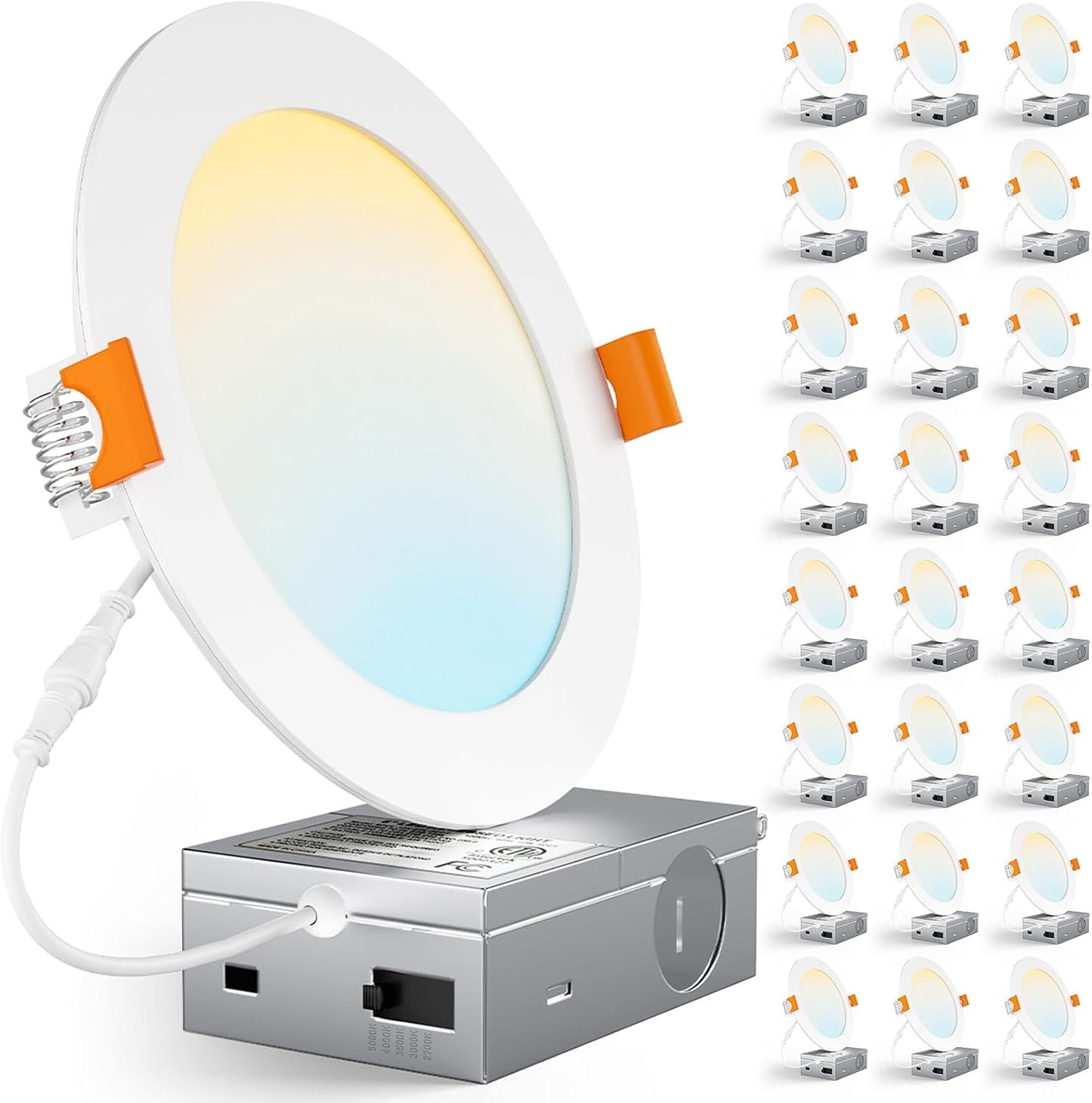 CHARKEE - Paquete de 24 unidades de lámpara de techo empotrable LED...