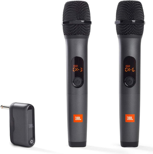 JBL Sistema inalámbrico de dos micrófonos con receptor de doble can...