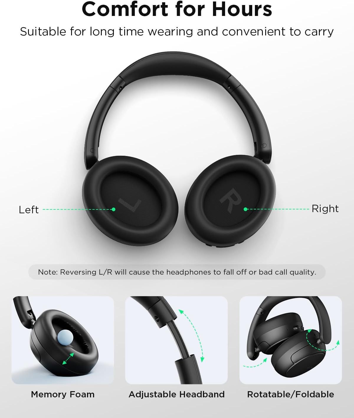 TALIX H30 Auriculares híbridos con cancelación activa de ruido, 110...