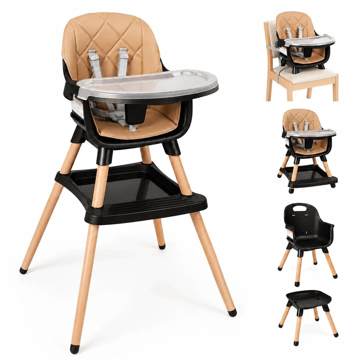 HONEY JOY Silla alta para bebé, silla alta convertible 9 en 1 para...