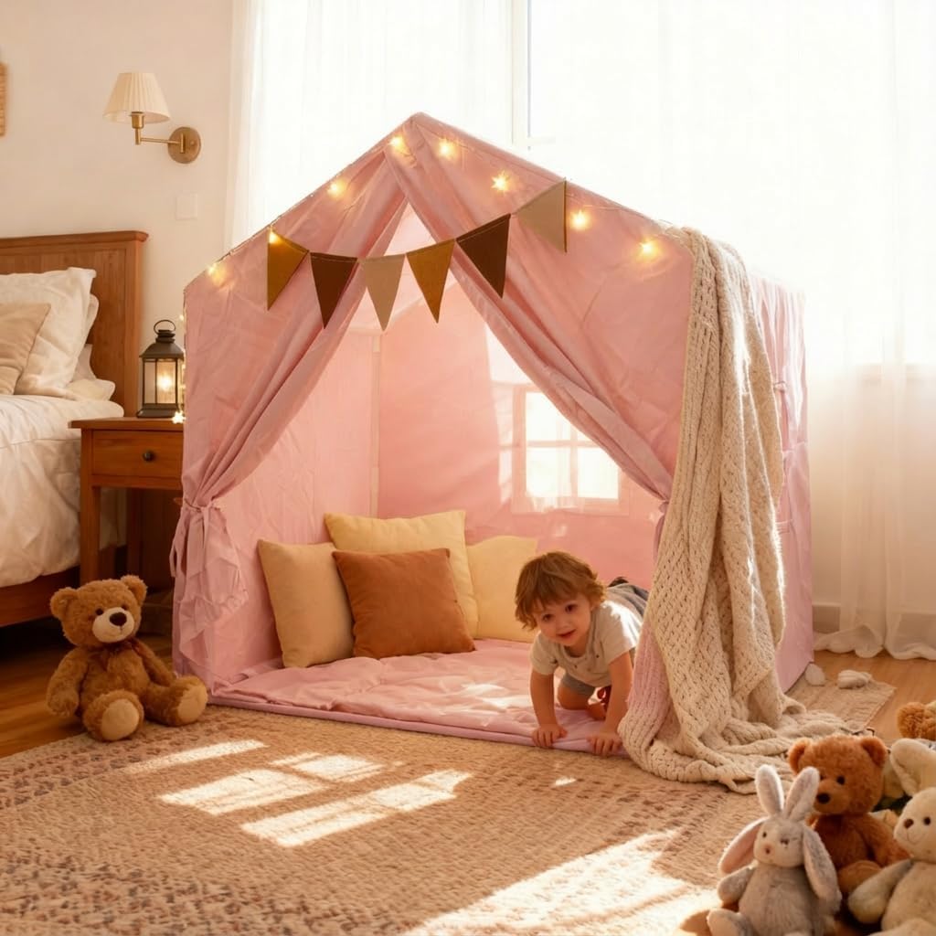 Tienda de campaña para niños, casa de juegos interior con tapete\/l...