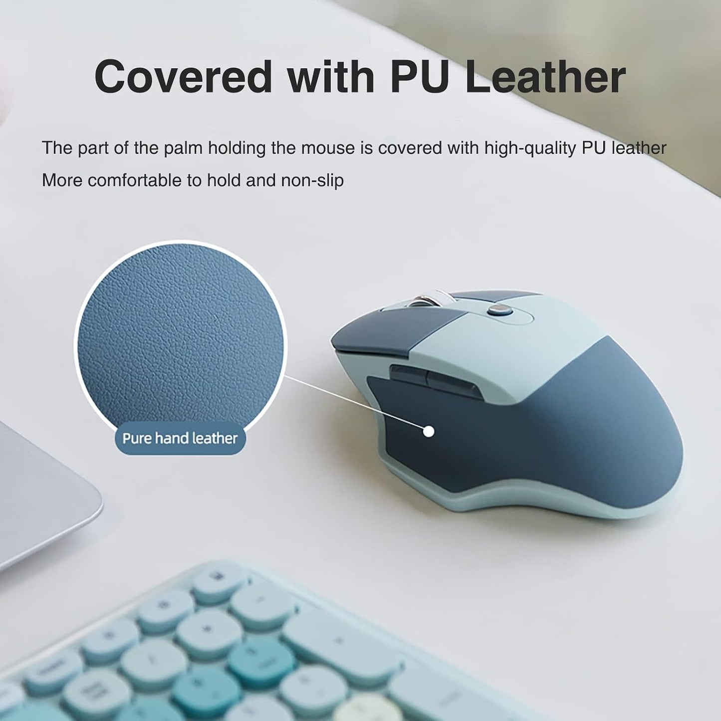 Combo de teclado y mouse ergonómico inalámbrico con reposamuñecas d...