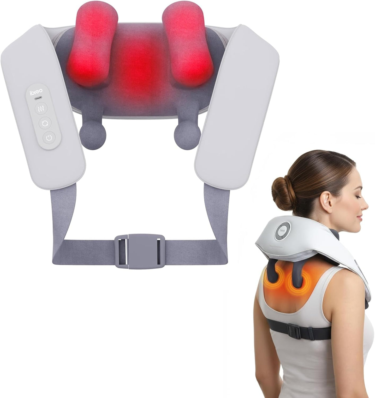 Masajeadores Shiatsu para cuello y espalda con calor, 150 minutos d...