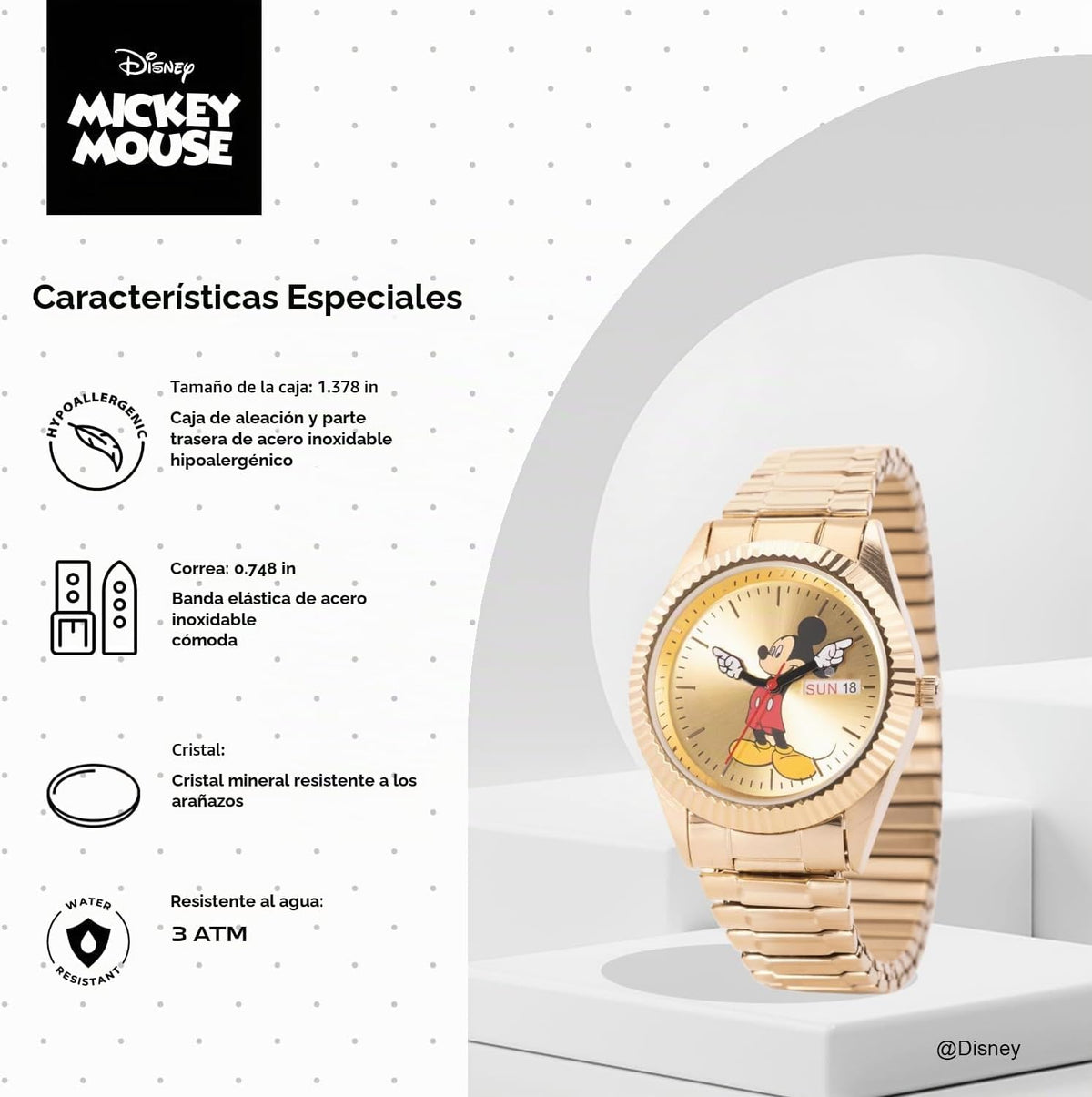 Disney Mickey Mouse Watch Men - Relojes Mickey Mouse para Hombre -...