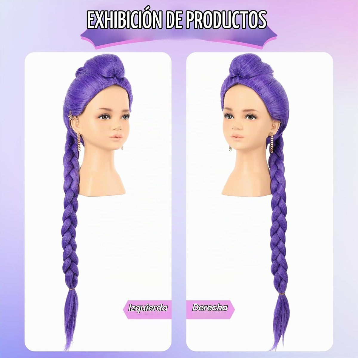 Peluca de disfraz de anime de trenza morada de 33 pulgadas de largo...