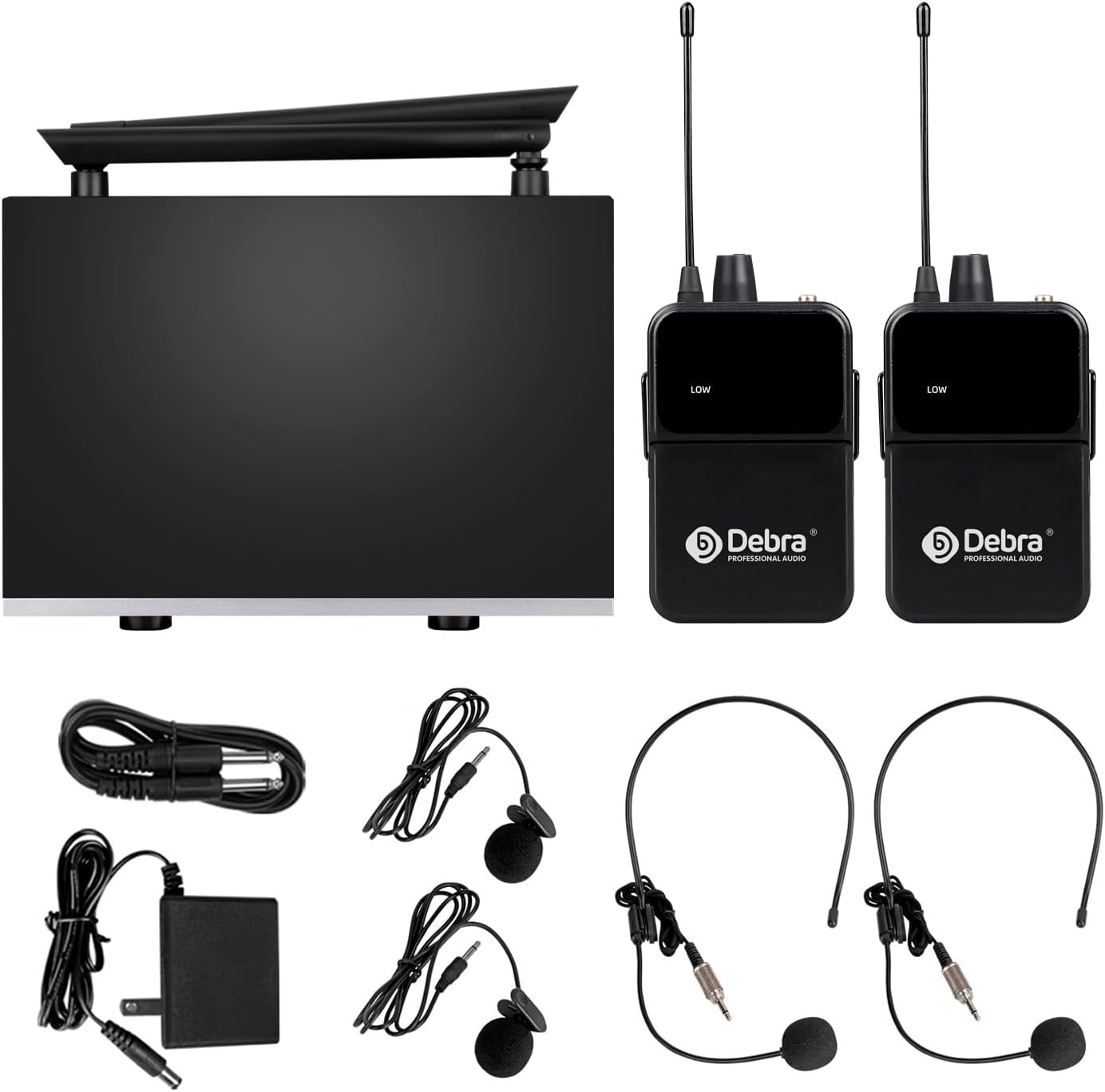 D Debra Sistema de micrófono inalámbrico UHF UBR-102 con micrófonos...