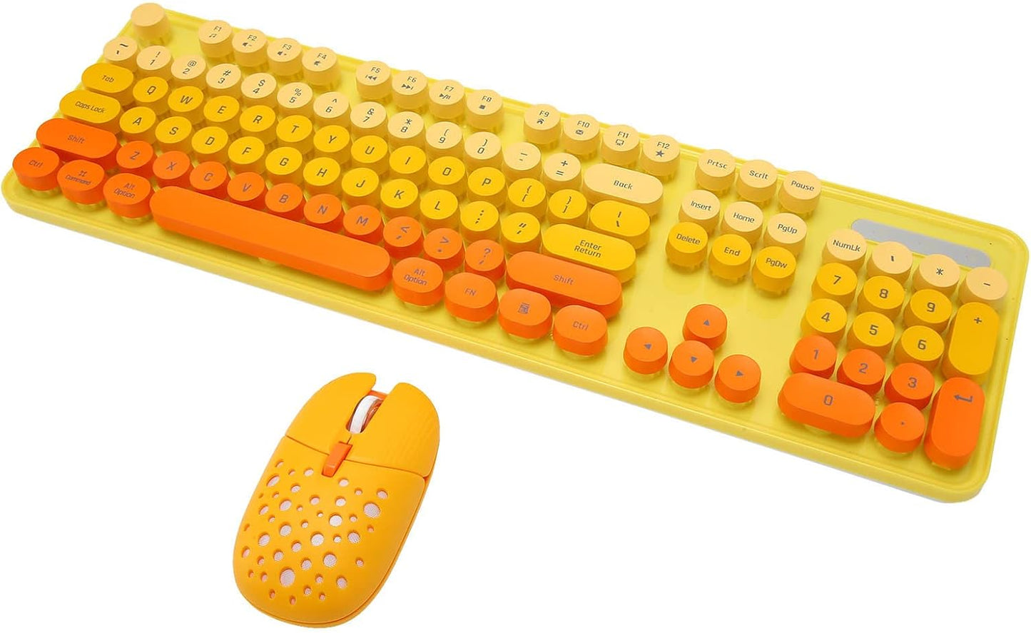 Combo de teclado y mouse inalámbricos, teclado retro de tamaño comp...