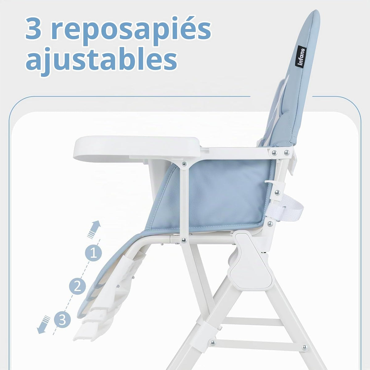 INFANS Silla alta para bebés, silla alta plegable portátil para beb...