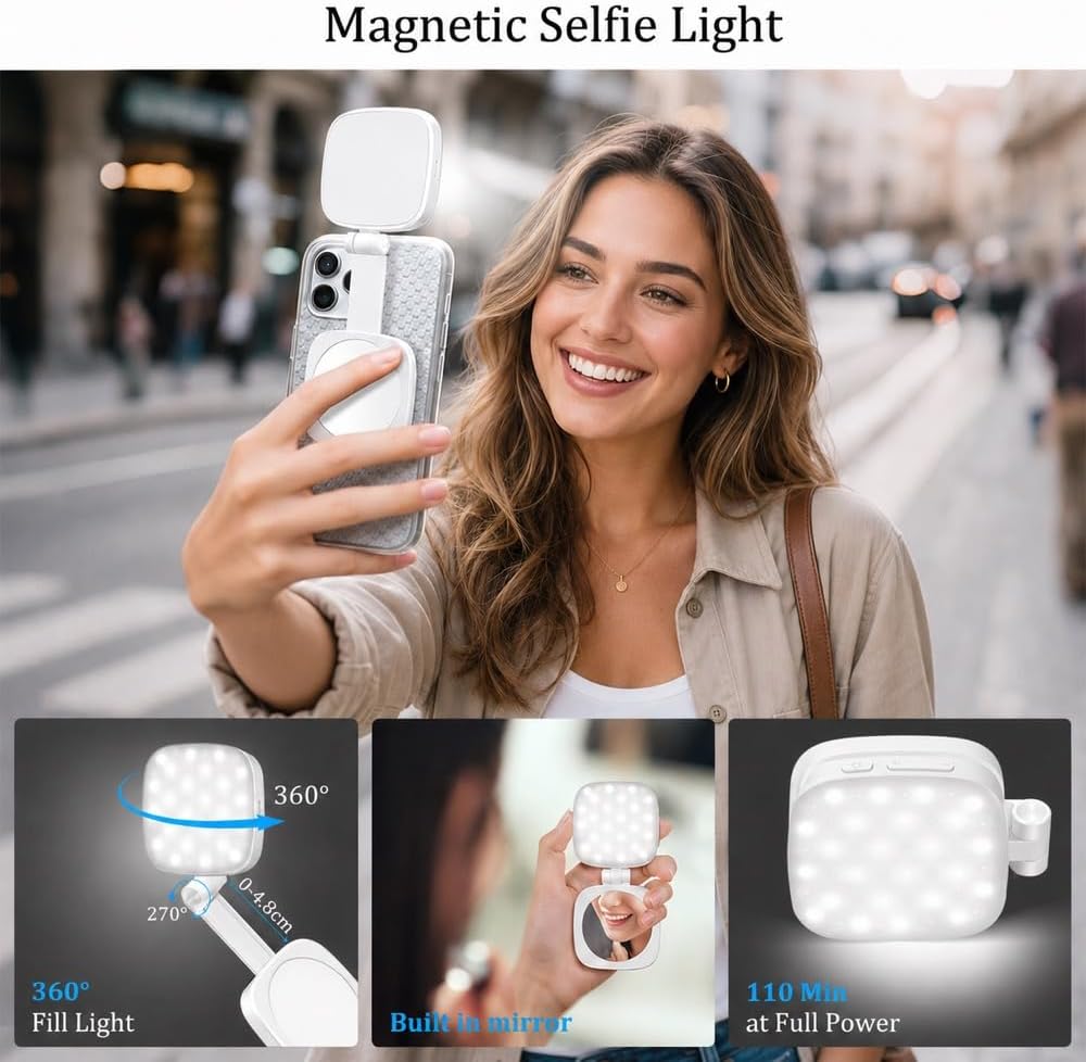 Luz magnética para selfie compatible con MagSafe, luz LED plegable...