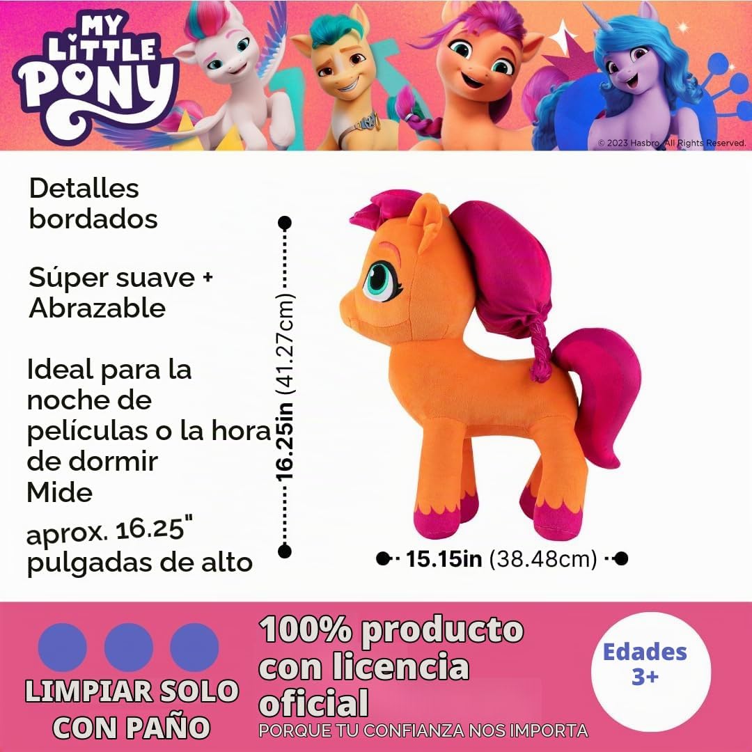 Almohada de peluche súper suave My Little Pony Sunny para niños, ta...