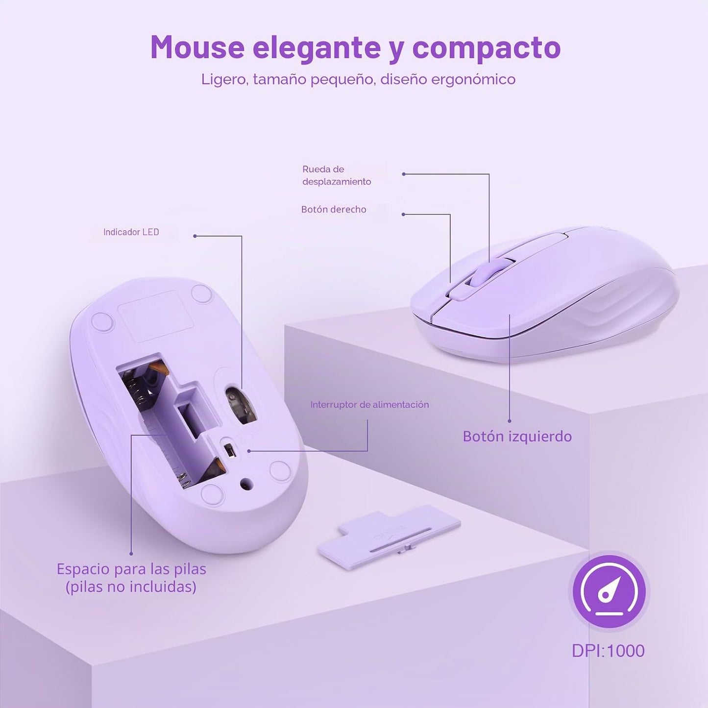 Combo de teclado y mouse inalámbricos, teclado estándar Rii para PC...