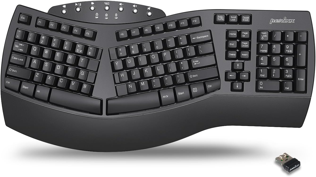 Perixx Periboard-612B - Teclado Inalámbrico Ergonómico Split con Mo...