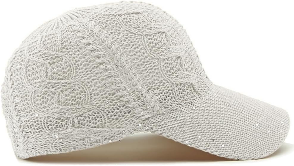 Gorra de béisbol de malla con purpurina para mujer, transpirable, a...
