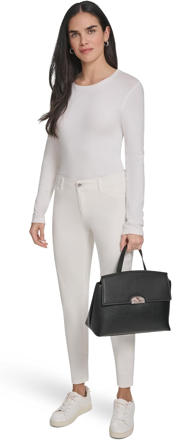 Calvin Klein Arabella - Bolso con asa superior, color negro y plate...