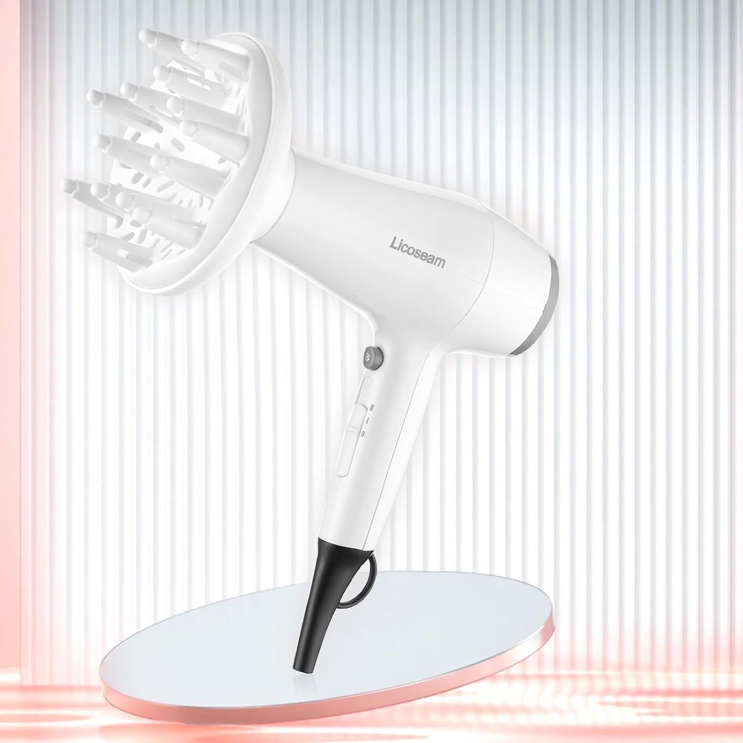 Secador de pelo compacto 1875W con difusor y concentrador, color bl...