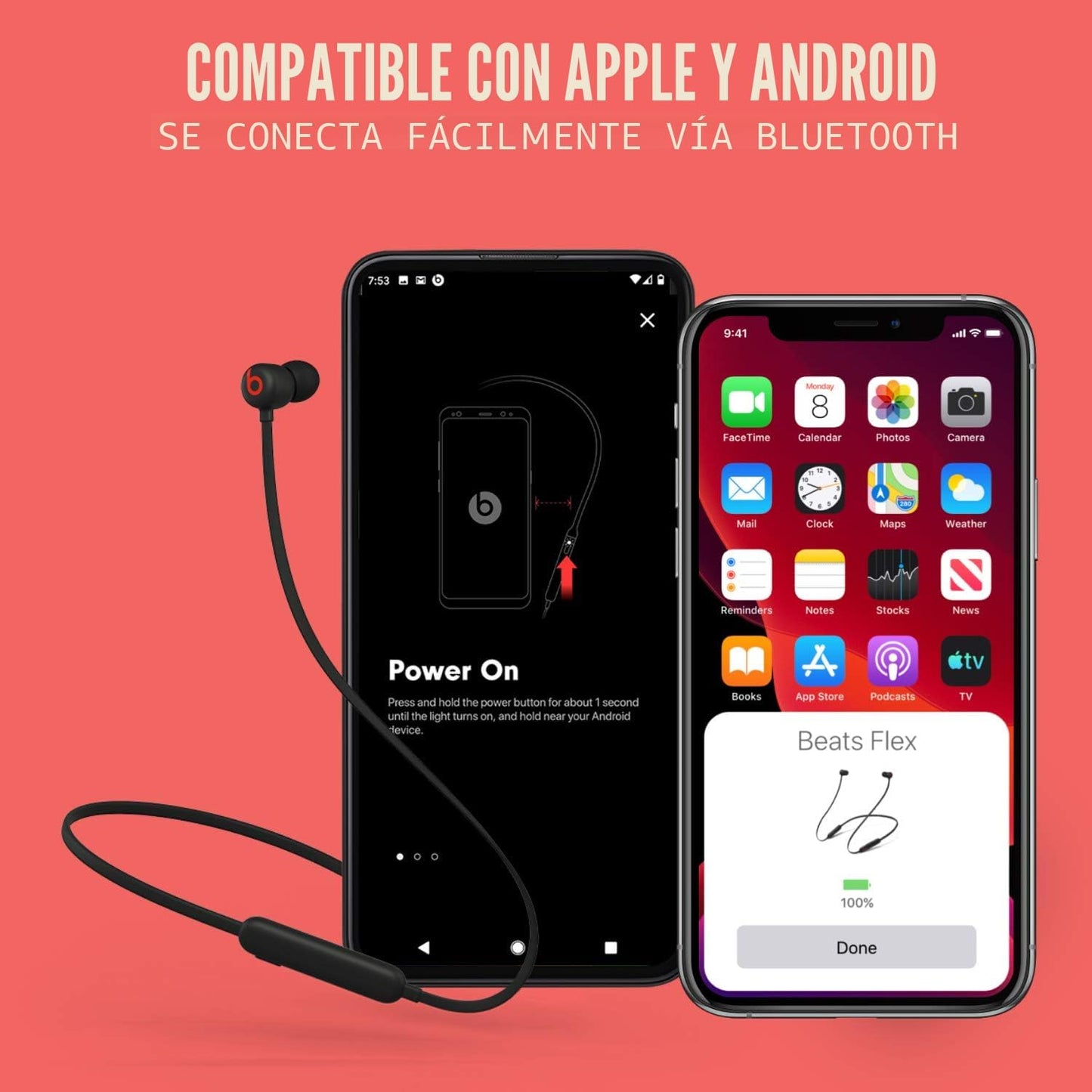 Beats Flex Auriculares inalámbricos - Chip de auriculares Apple W1,...