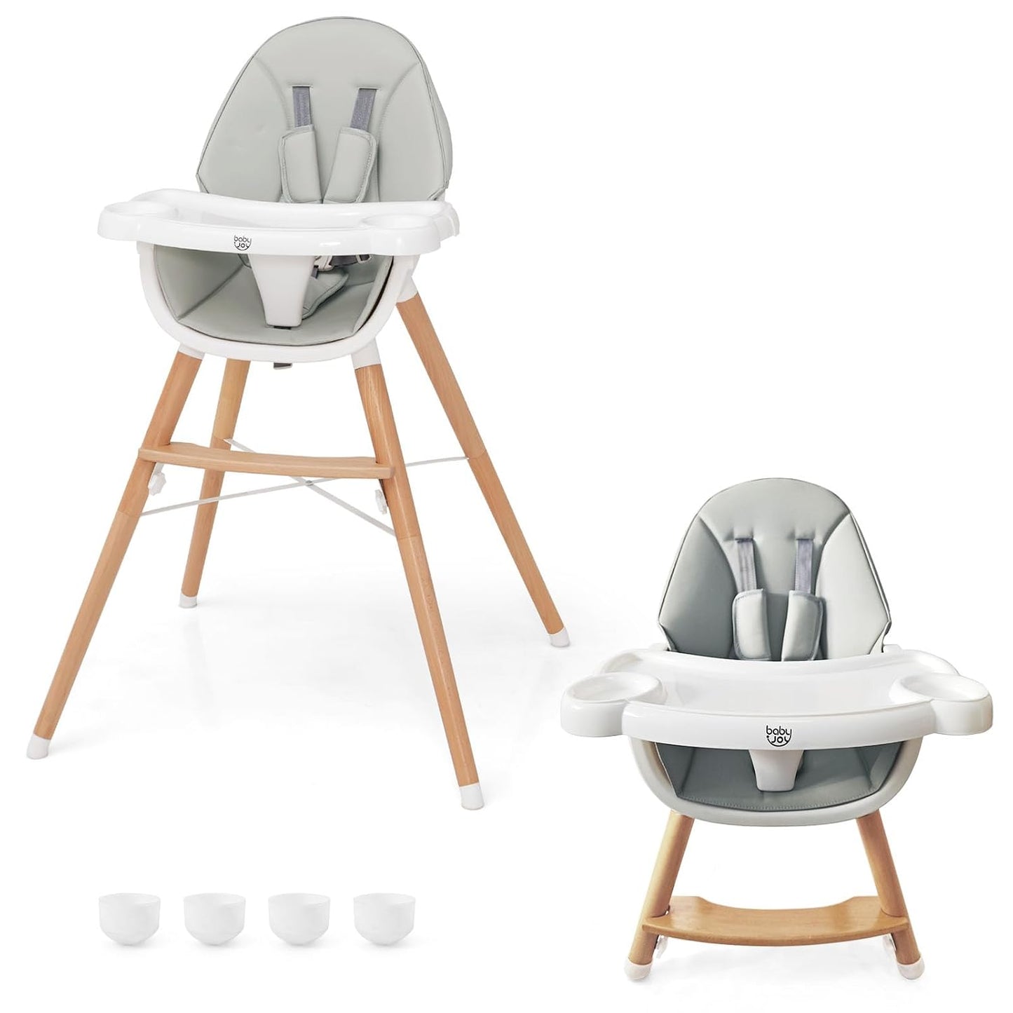 BABY JOY Silla alta para bebé, silla alta de madera para bebés y ni...