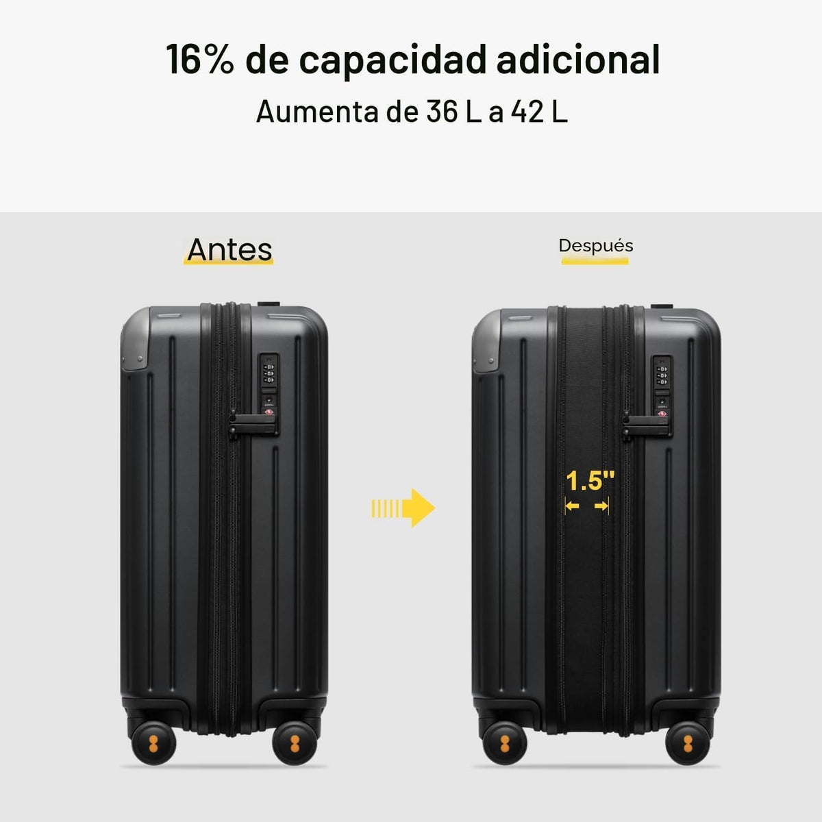 LEVEL8 Maleta de mano aprobada por aerolíneas, maleta rígida expand...