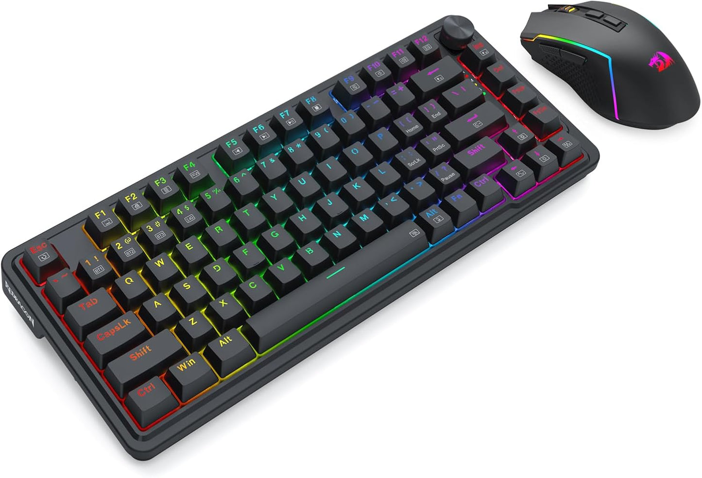 Redragon Combo de teclado y mouse para juegos Wilreess de 3 modos S...