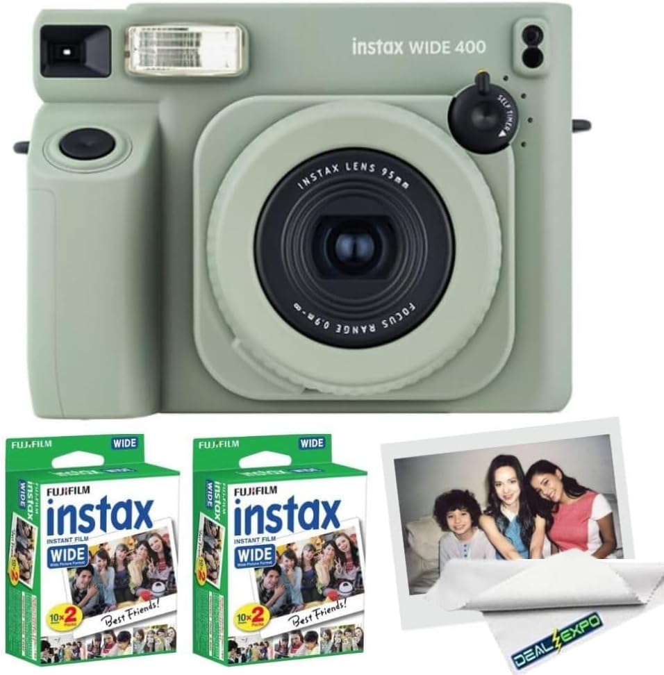 FUJIFILM Cámara de película instantánea Instax Wide 400 (verde + pe...