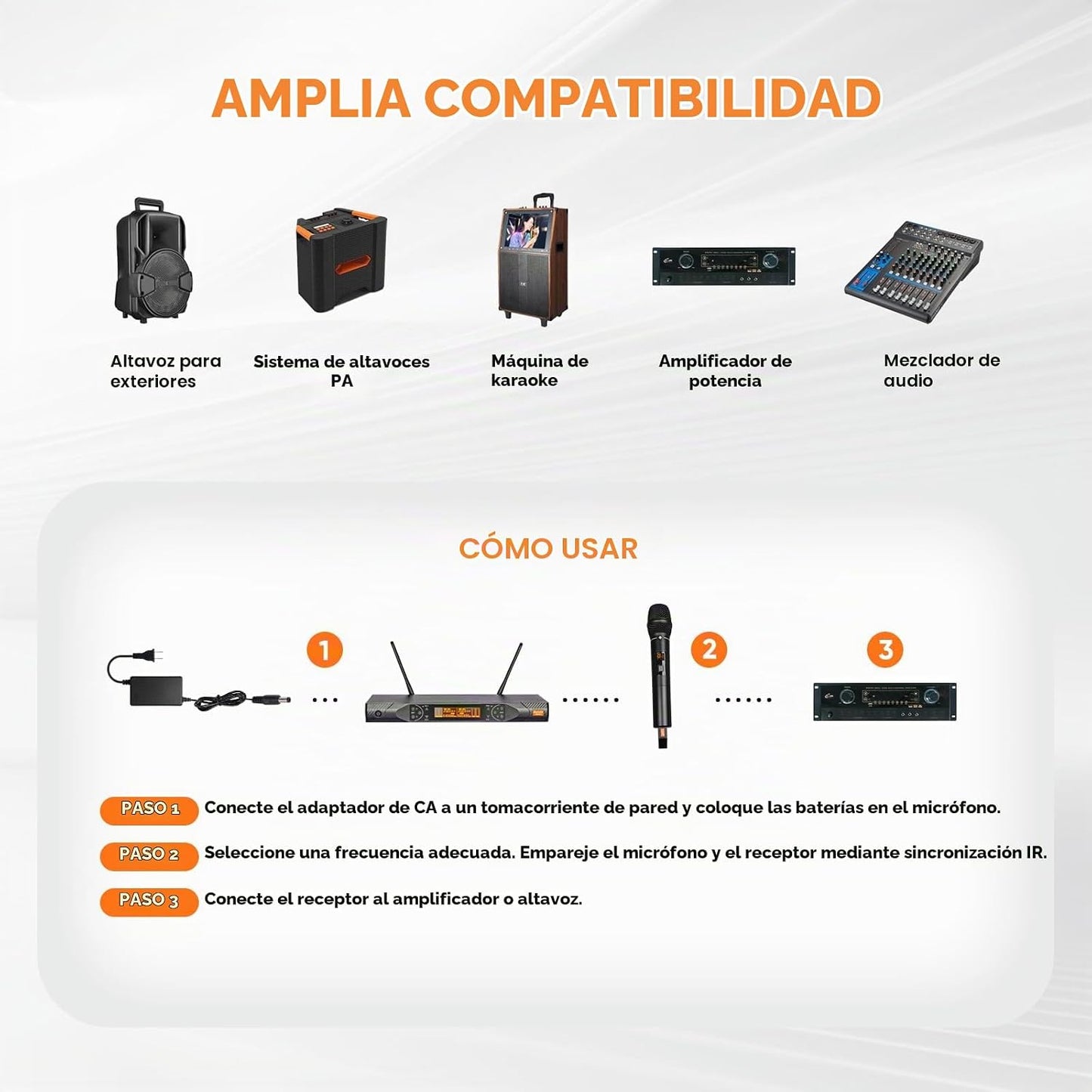 Zenolix Sistema de micrófono inalámbrico, juego de micrófono dinámi...