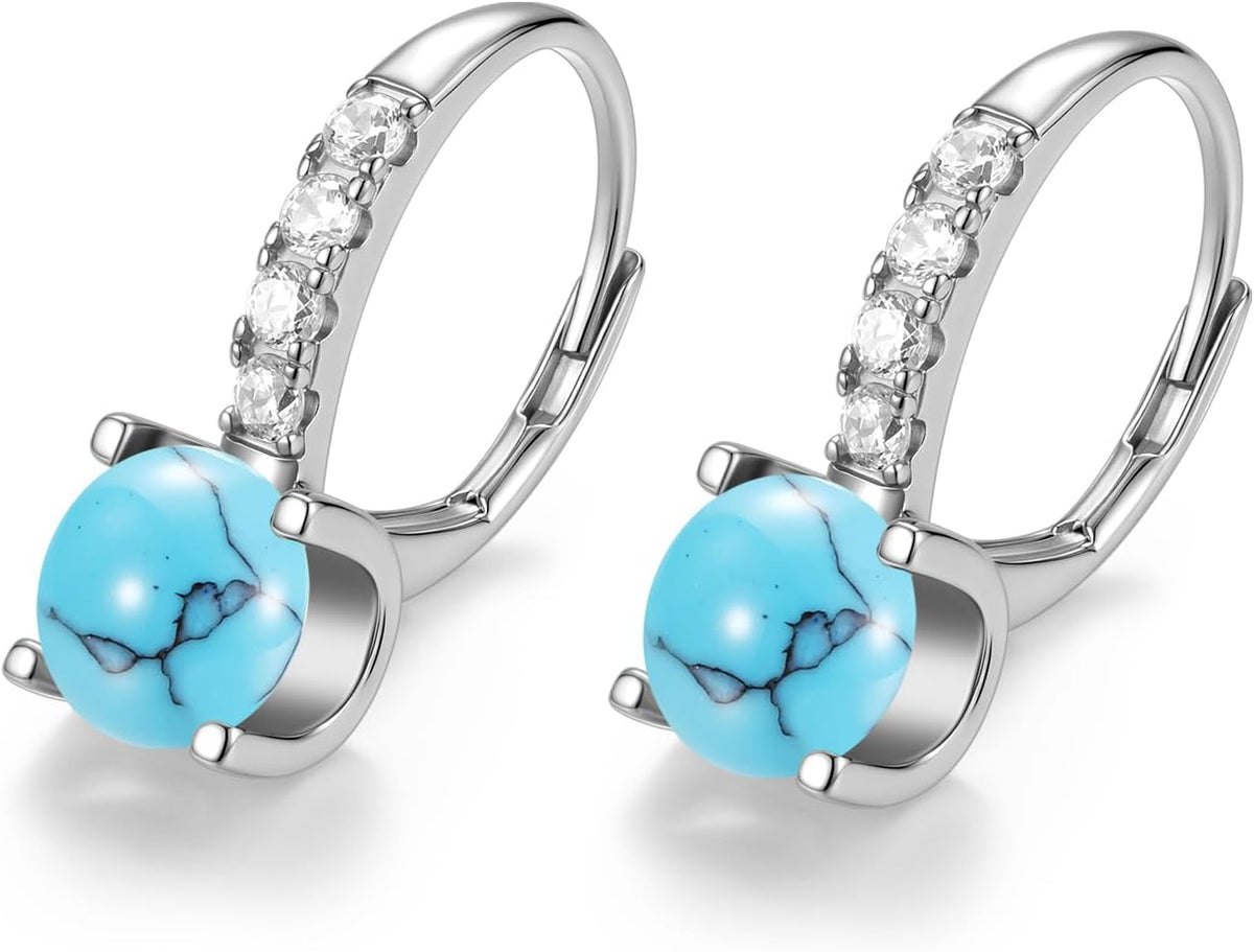 FANCIME Pendientes colgantes con piedra natal para mujer de plata d...