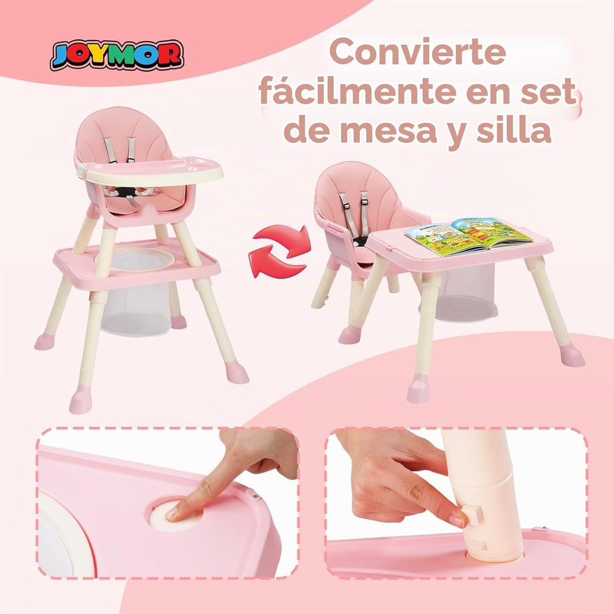 JOYMOR Silla alta 7 en 1 para bebés y niños pequeños, mesa y silla...