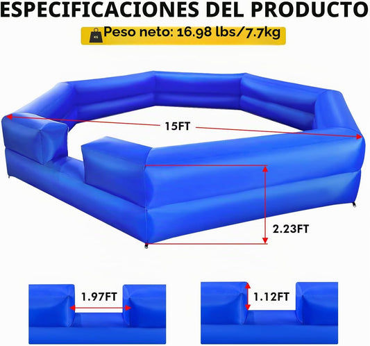 WARSUN Piscina de pelotas Gaga inflable de 15 pies con potente sopl...