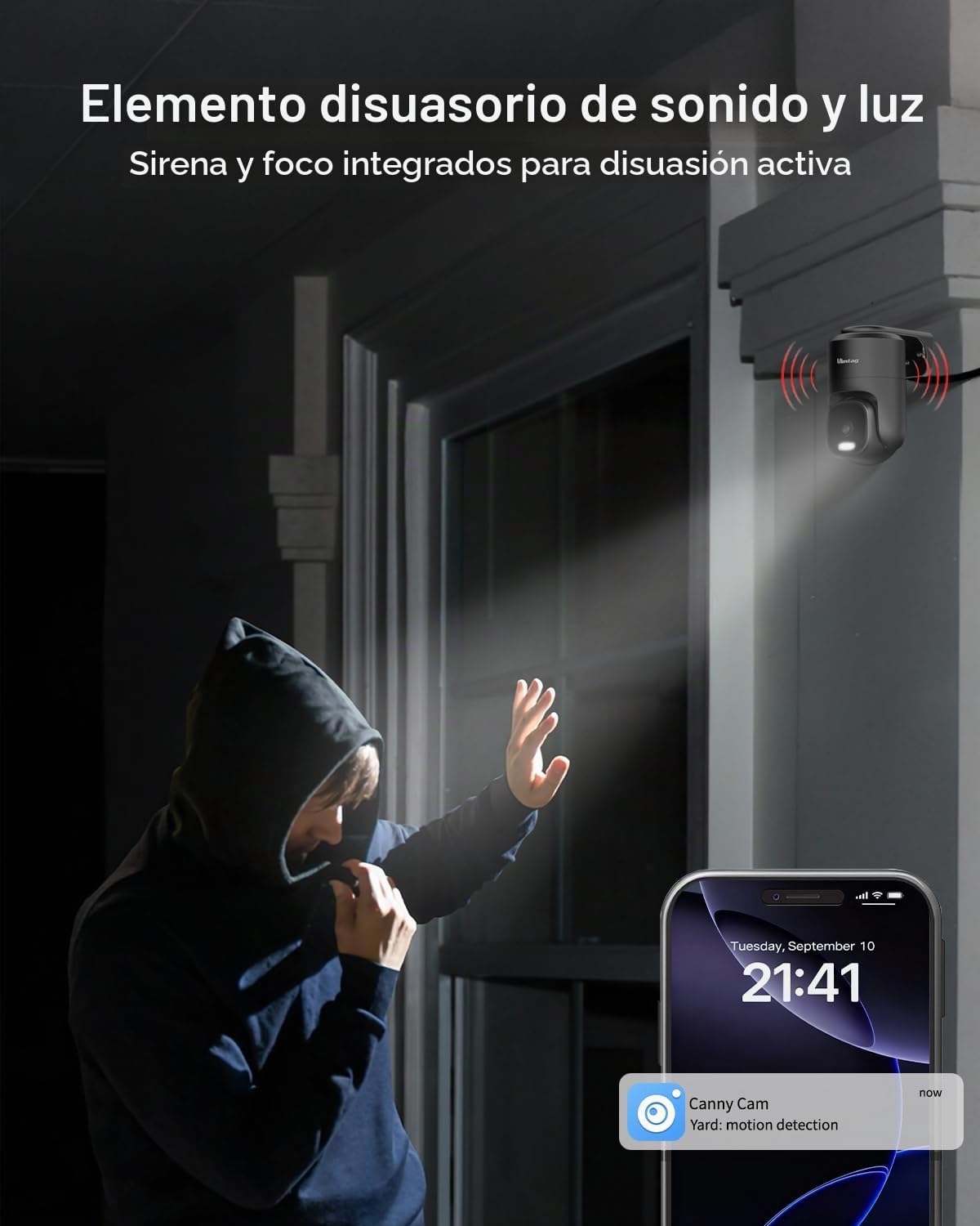 VIMTAG - Cámara de seguridad para exteriores panorámica\/inclinable...