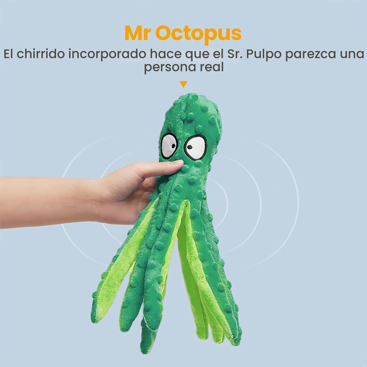 HGB Juguetes chirriantes para perros, sin relleno, pulpo arrugado p...