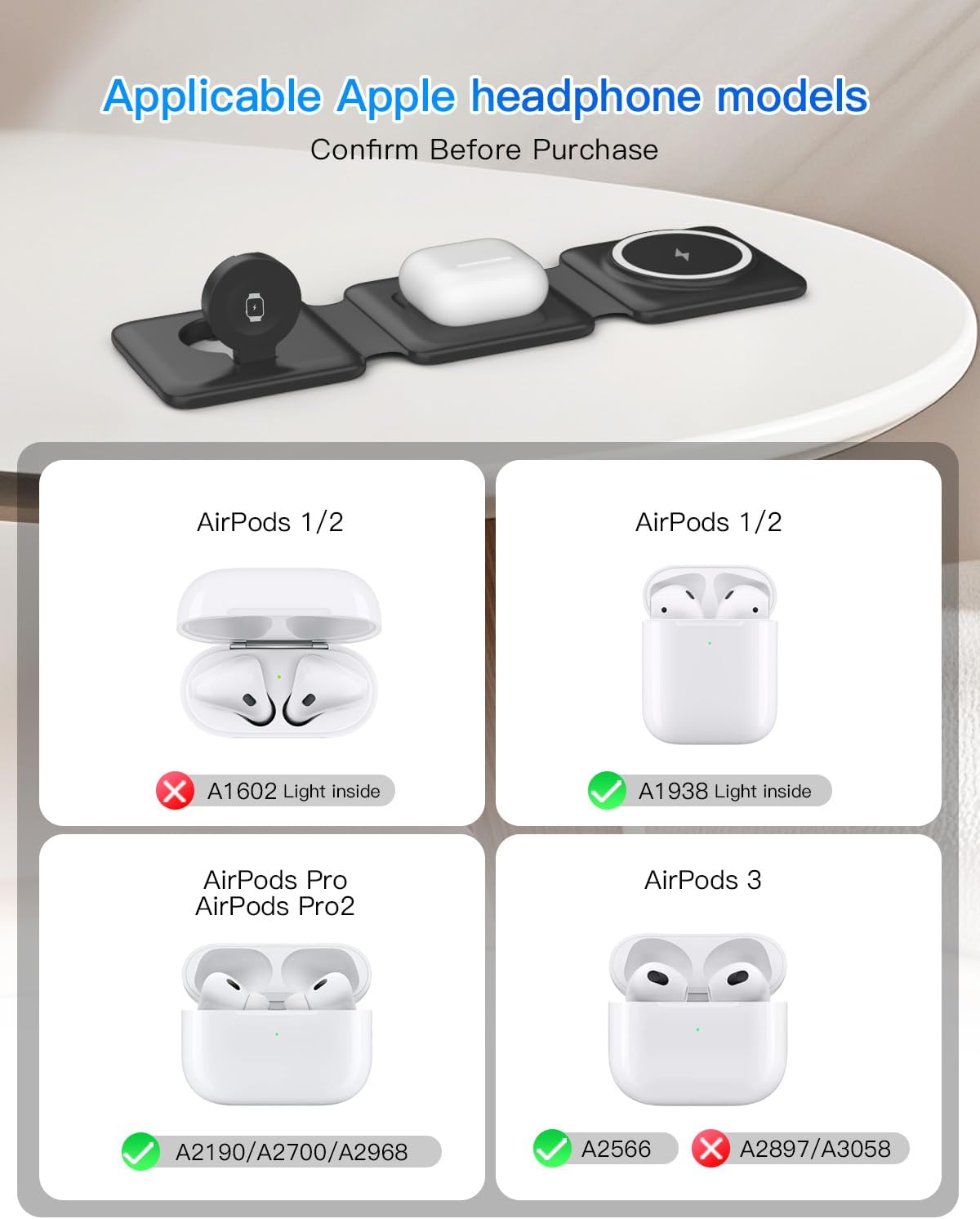 Cargador inalámbrico magnético para iPhone: Estación de carga plega...