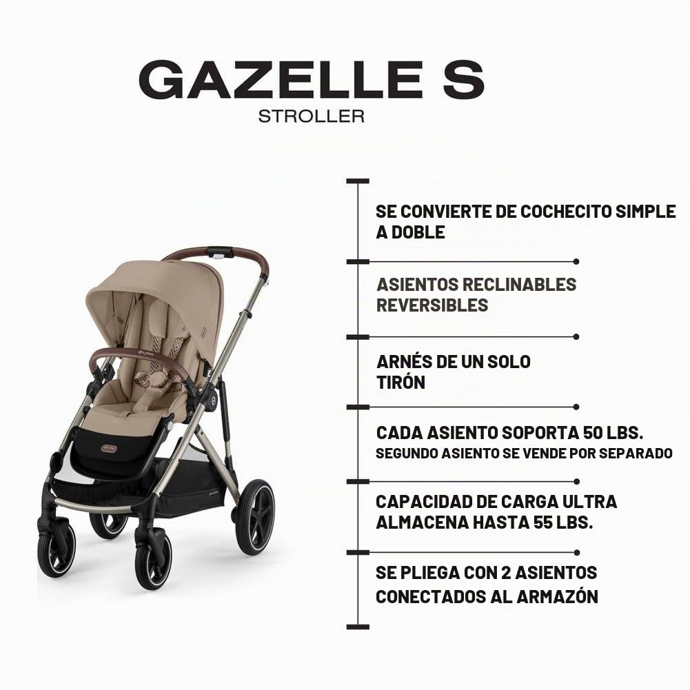 Cybex Gazelle S - Cochecito de bebé de tamaño completo, color beige...