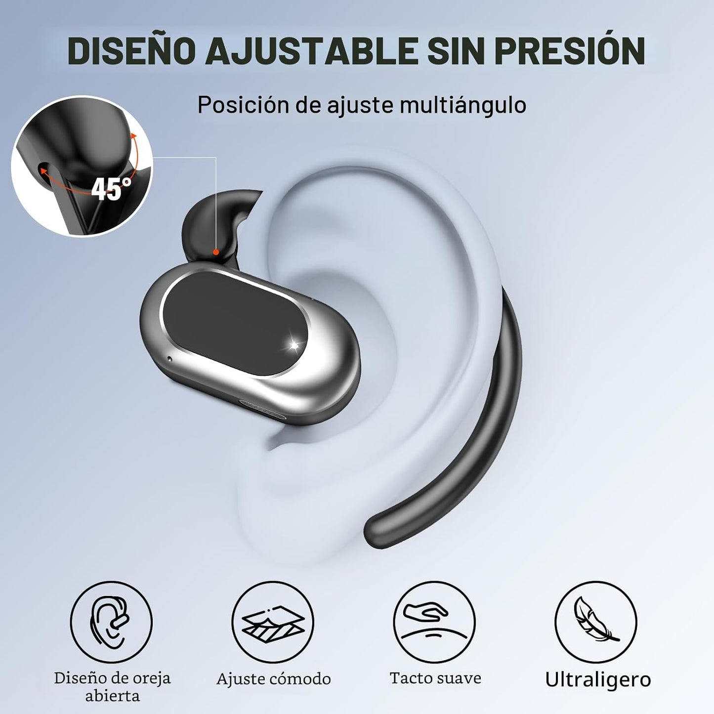 Auriculares de oreja abierta, nuevos auriculares sobre la oreja con...