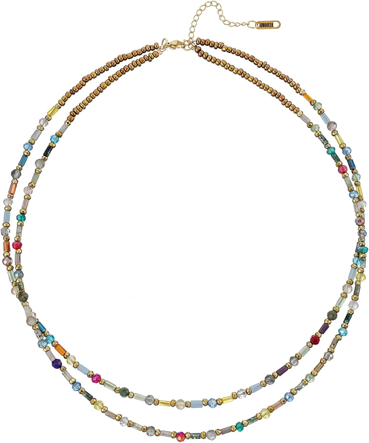 Plumiss Collar corto bohemio hecho a mano de piedra de jaspe natura...