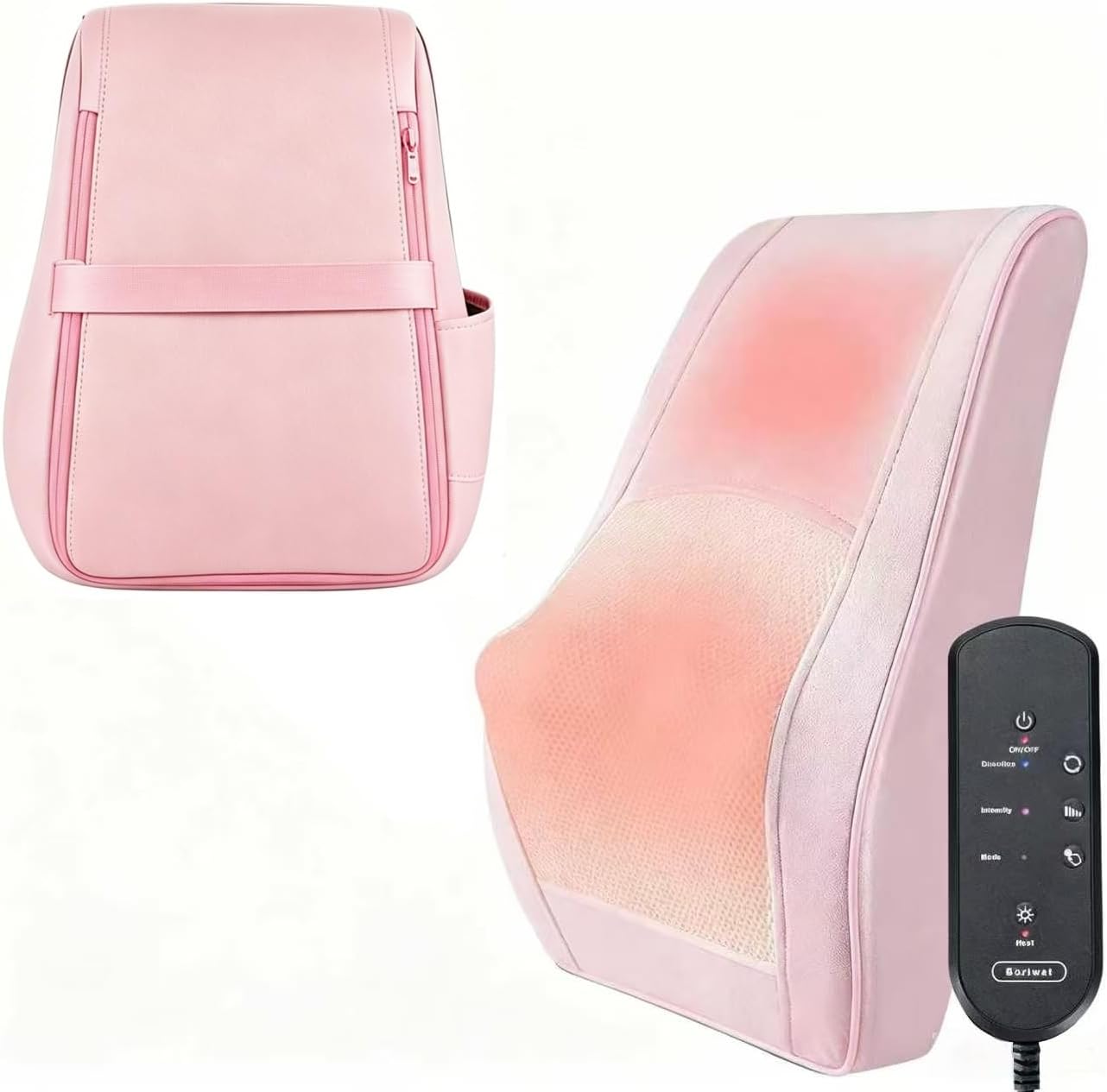 Boriwat Masajeador de cuello y espalda con calor, almohada de masaj...