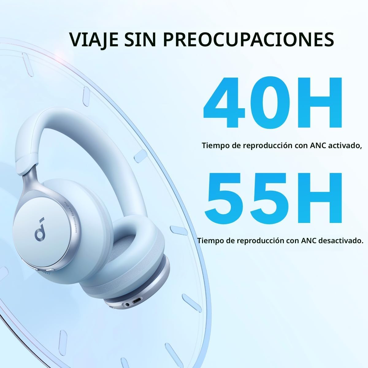 Soundcore by Anker, Space One, auriculares con cancelación activa d...