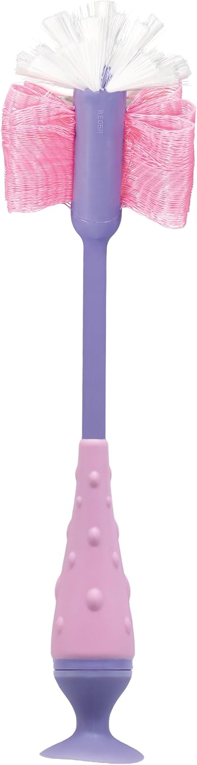 Nuby Cepillo 2 en 1 para biberón con soporte, cerdas de nailon suav...