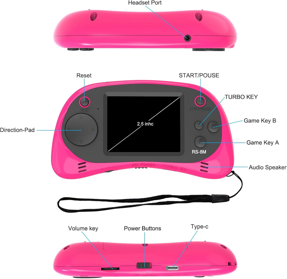 Reproductor de videojuegos portátil de mano para niños con 200 jueg...