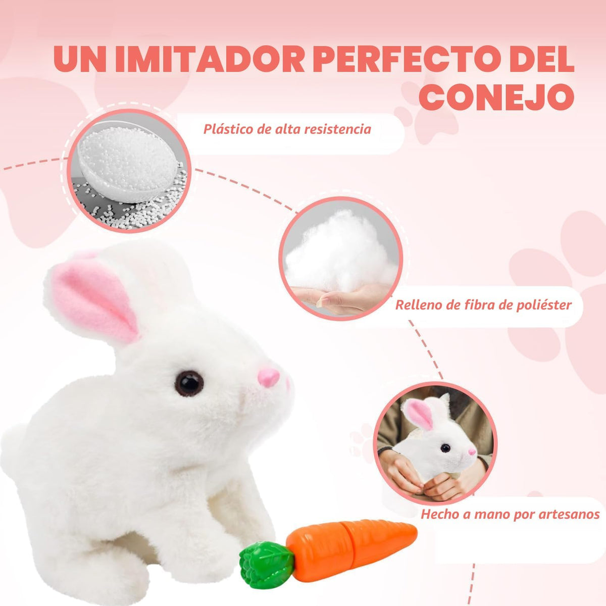 Zloeoa Conejito de peluche de peluche, juguete electrónico interact...