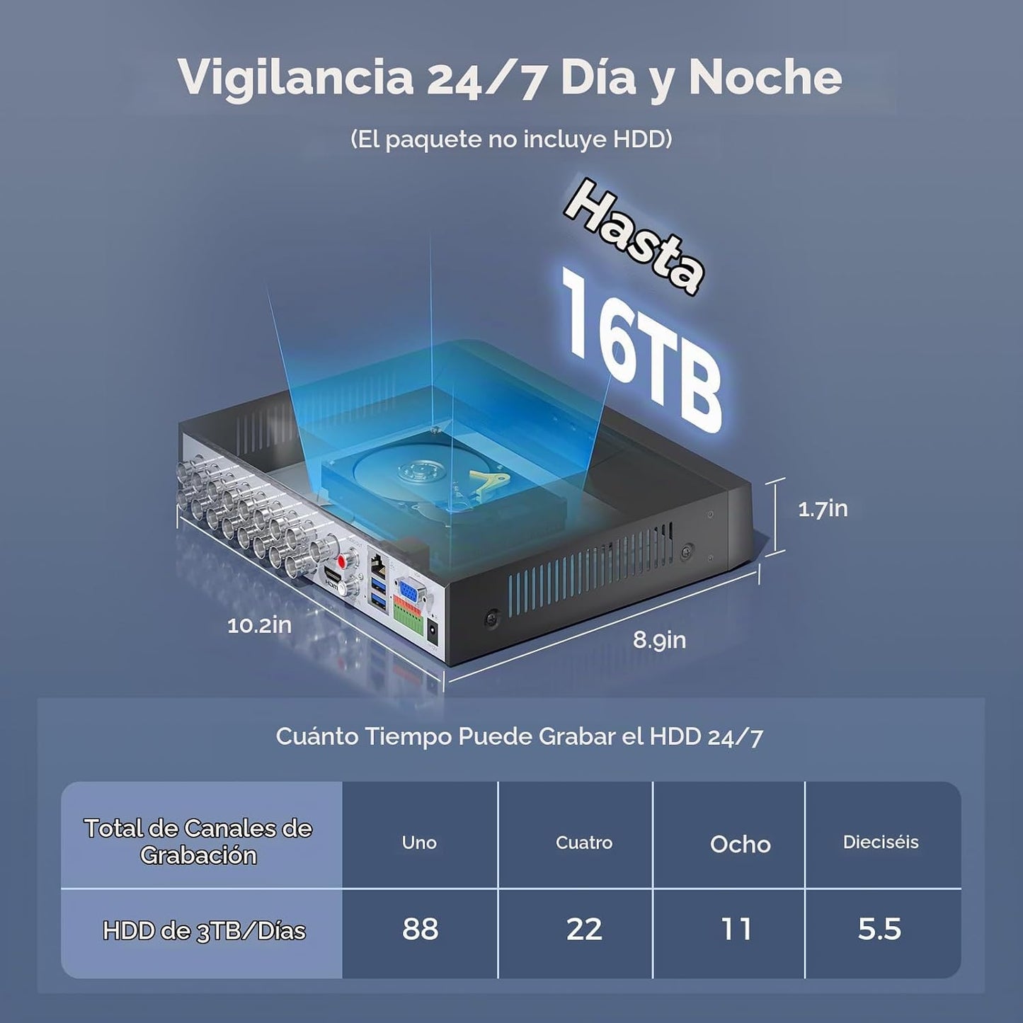 Hiseeu 16 Canales 4K DVR de Seguridad 8MP Grabador de Video Digital...