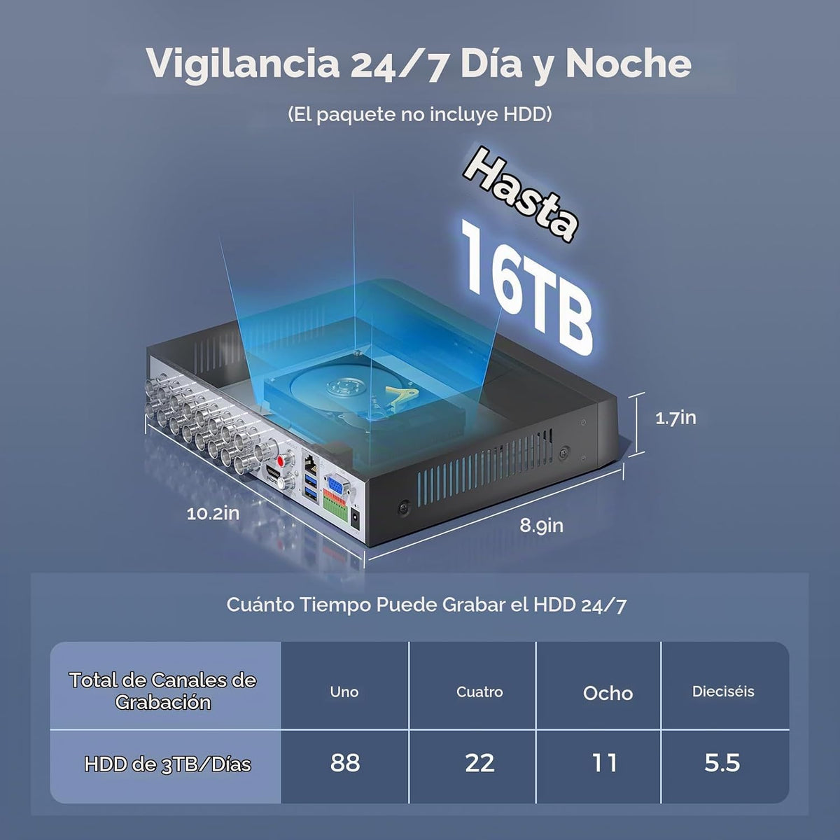 Hiseeu 16 Canales 4K DVR de Seguridad 8MP Grabador de Video Digital...