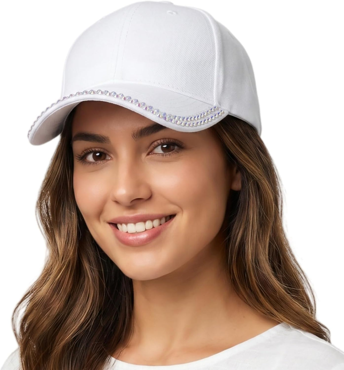 BUDUBIBI Gorra de béisbol con diamantes de imitación para mujer, go...