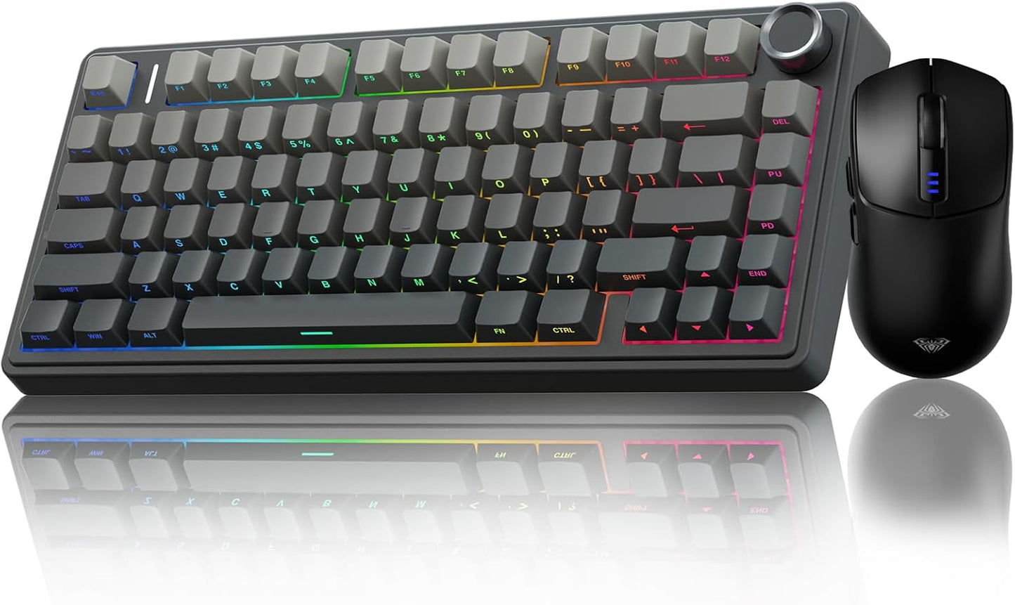 AULA Combo de teclado y mouse inalámbricos, teclados mecánicos F75...