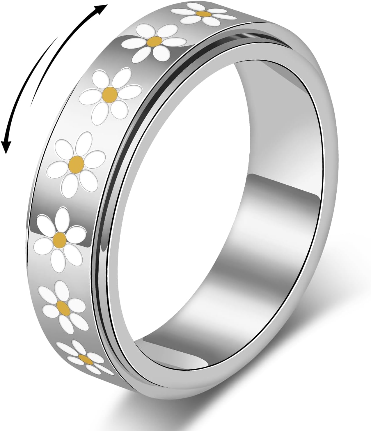 Sfloemm Anillo Daisy Fidget para Alivio de la Ansiedad - Banda Gira...