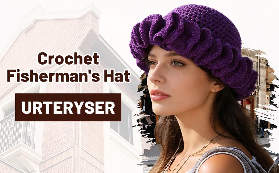 URTERYSER Sombrero, Sombrero de Cubo de Ganchillo para Adultos Hech...